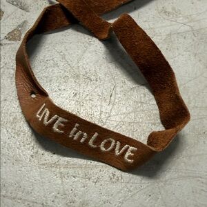 Brown Suede Bracelet with 'Live in Love' Embroidery BRAND NEW - Lucky Brand